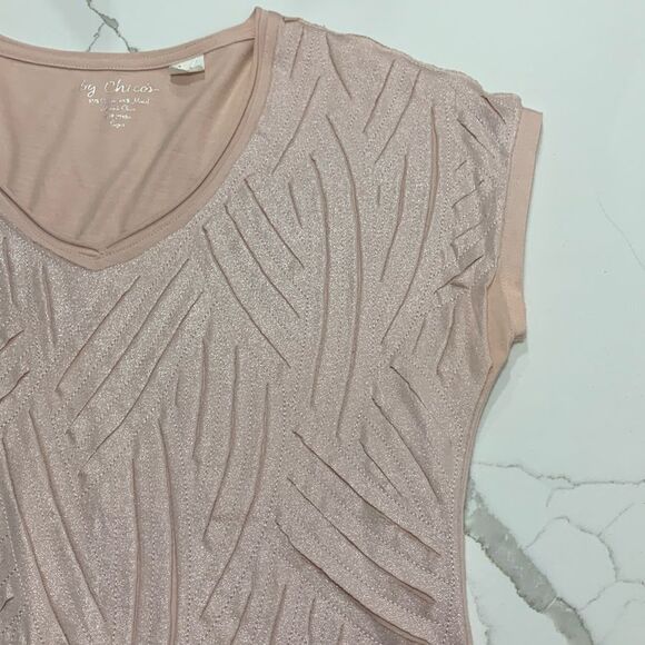 Chico’s | Pink Shimmer Women’s Casual Top Office Blouse Small - Picture 6 of 14